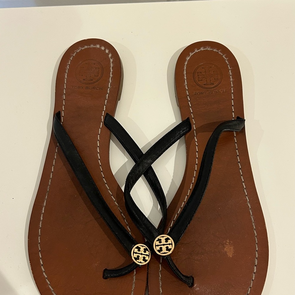 Tory Burch Black and Tan Sandals